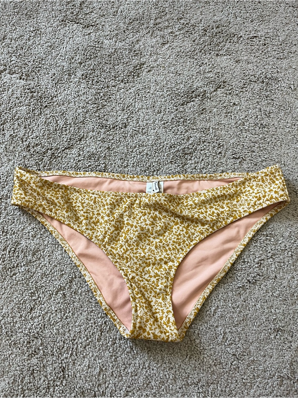 Madewell Yellow Floral Bikini Bottoms with Pink Lining